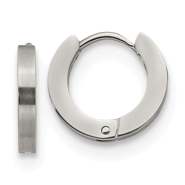 Stainless Steel Brushed and Polished 2.0mm Hinged Hoop Earrings