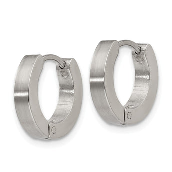 Stainless Steel Brushed and Polished 3.0mm Hinged Hoop Earrings