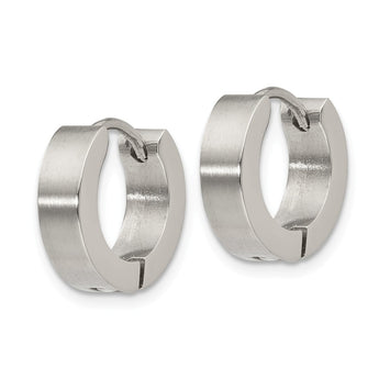 Stainless Steel Brushed and Polished 4.0mm Hinged Hoop Earrings