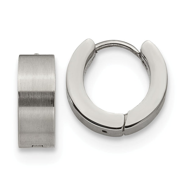 Stainless Steel Brushed and Polished 5.0mn Hinged Hoop Earrings
