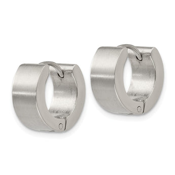 Stainless Steel Brushed and Polished 6.0mm Hinged Hoop Earrings