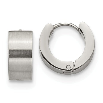 Stainless Steel Brushed and Polished 6.0mm Hinged Hoop Earrings