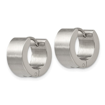 Stainless Steel Brushed and Polished 7.0mm Hinged Hoop Earrings