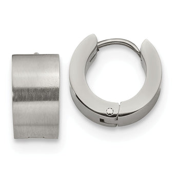 Stainless Steel Brushed and Polished 7.0mm Hinged Hoop Earrings