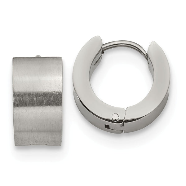 Stainless Steel Brushed and Polished 7.0mm Hinged Hoop Earrings
