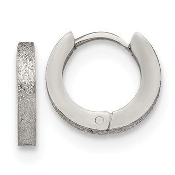 Stainless Steel Polished and Sand Blasted 2.0mm Hinged Hoop Earrings