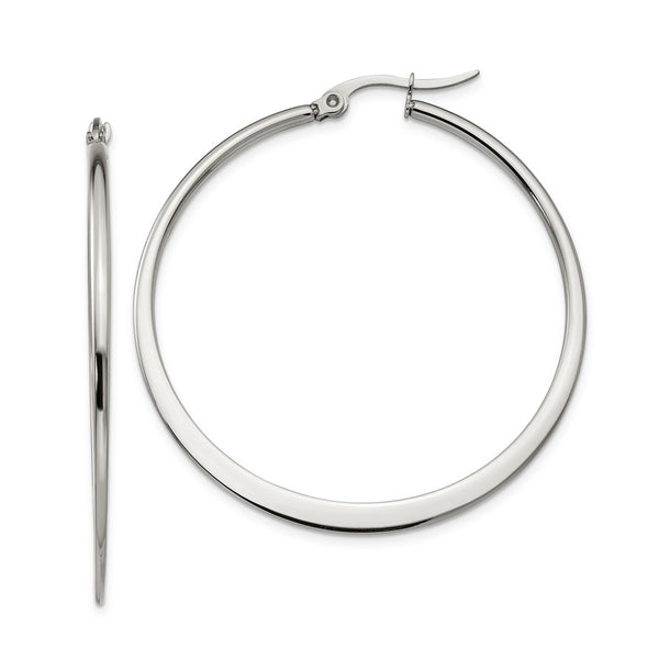 Stainless Steel 43mm Diameter Hoop Earrings