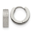 Stainless Steel Polished and Sand Blasted 4.0mm Hinged Hoop Earrings