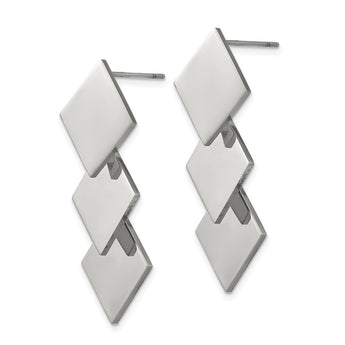 Stainless Steel Polished Squares Post Dangle Earrings