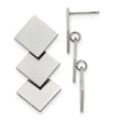 Stainless Steel Polished Squares Post Dangle Earrings