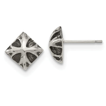 Stainless Steel Antiqued and Polished Post Earrings