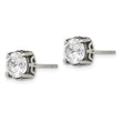 Stainless Steel Antiqued and Polished CZ Post Earrings