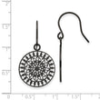 Stainless Steel Polished Black IP-plated Laser Cut Shepherd Hook Earrings