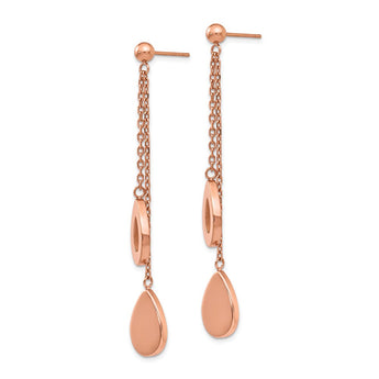 Stainless Steel Polished Rose IP-plated Post Dangle Earrings