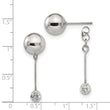 Stainless Steel Polished Enameled w/Preciosa Crystal Front/Back Post Dangle