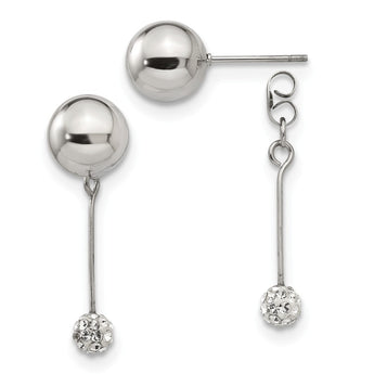 Stainless Steel Polished Enameled w/Preciosa Crystal Front/Back Post Dangle