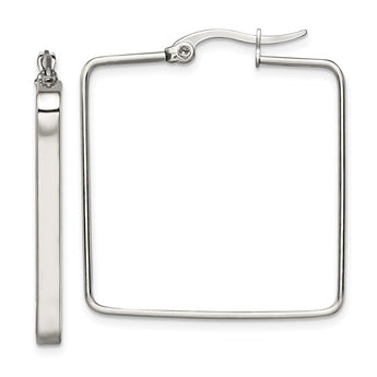 Stainless Steel 30mm Square Hoop Earrings