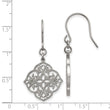 Stainless Steel Polished Laser Cut Shepherd Hook Earrings