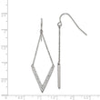 Stainless Steel Polished w/Preciosa Crystal V-shape Shepherd Hook Earrings