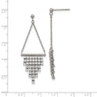 Stainless Steel Polished CZ Dangle Post Earrings
