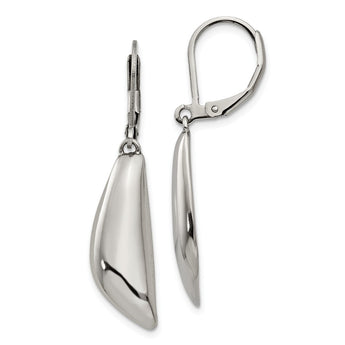 Stainless Steel Polished Dangle Leverback Earrings