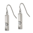 Stainless Steel Brushed and Polished with CZ Shepherd Hook Earrings