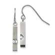 Stainless Steel Brushed and Polished with CZ Shepherd Hook Earrings