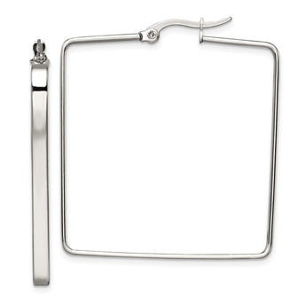 Stainless Steel 38mm Square Hoop Earrings