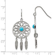 Stainless Steel Polished w/Imit.Turquoise DreamCatcher Earrings