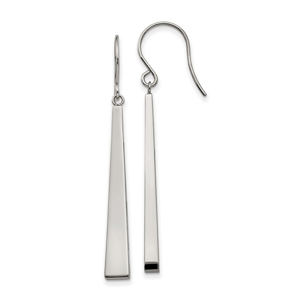 Stainless Steel Polished Shepherd Hook Dangle Earrings