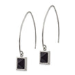 Stainless Steel Polished w/Blk Carbon Fiber Dangle Shepherd Hook Earrings