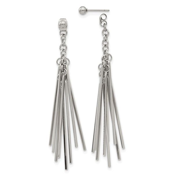 Stainless Steel Polished Multi Bar Front & Back Post Dangle Earrings