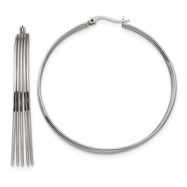 Stainless Steel Polished Wire Hoop Earrings