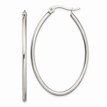 Stainless Steel 30mm Diameter Oval Hoop Earrings