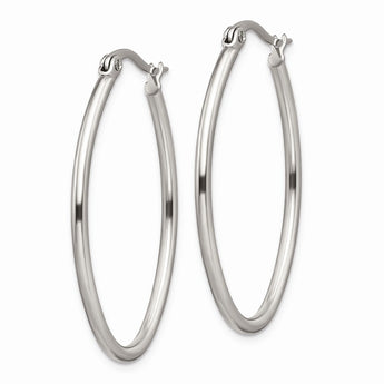 Stainless Steel 25mm Diameter Oval Hoop Earrings