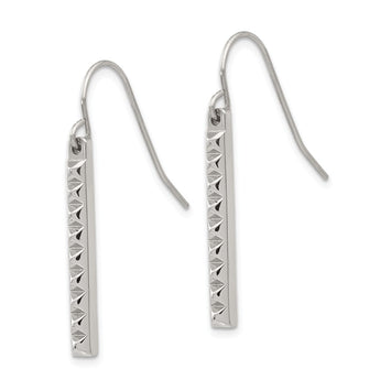 Stainless Steel Polished Studded Bar Shepherds Hook Earrings