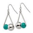 Stainless Steel Polished Triangle w/Imit.Turquoise Beads Earrings