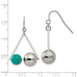 Stainless Steel Polished Triangle w/Imit.Turquoise Beads Earrings