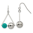 Stainless Steel Polished Triangle w/Imit.Turquoise Beads Earrings