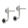 Stainless Steel Polished Black and White CZ Post Earrings