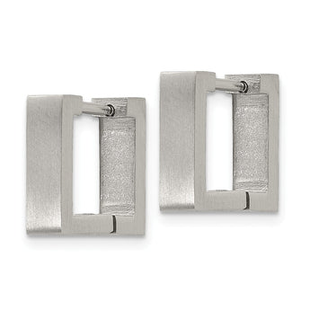 Stainless Steel Brushed Square Hoop Earrings