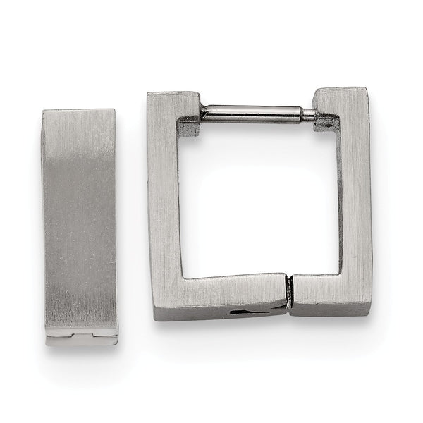 Stainless Steel Brushed Square Hoop Earrings