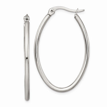 Stainless Steel 25mm Diameter Oval Hoop Earrings