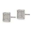 Stainless Steel Polished with 1/4ct. Diamond Square Post Earrings