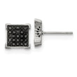 Stainless Steel Polished with 1/4ct. Black Diamond Square Post Earrings