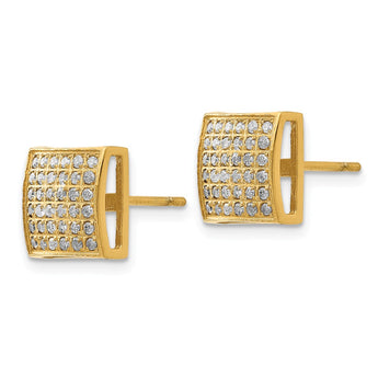 Stainless Steel Polished Yellow IP w/ 3/8ct. Diamond Square Post Earrings