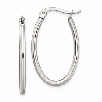 Stainless Steel 18mm Diameter Oval Hoop Earrings