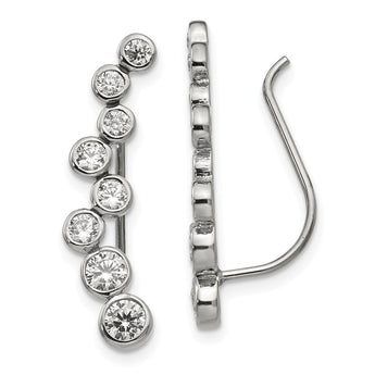 Stainless Steel Polished with CZ Ear Climbers