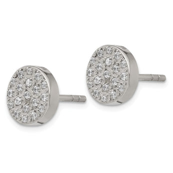 Stainless Steel Polished with CZ Post Earrings