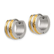Stainless Steel Yellow IP-Plated Hinged Hoop Earrings